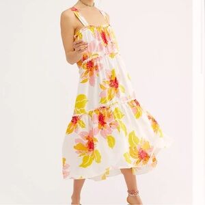 Free People Floral Maxi Dress - Pink and Yellow